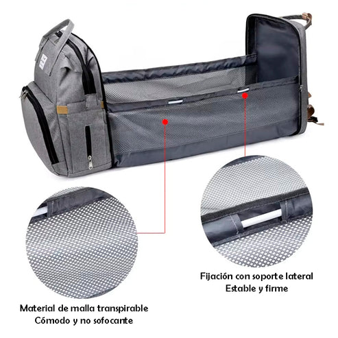 Mochila Pañalera Multifuncional Con Cama Plegable Para Bebé