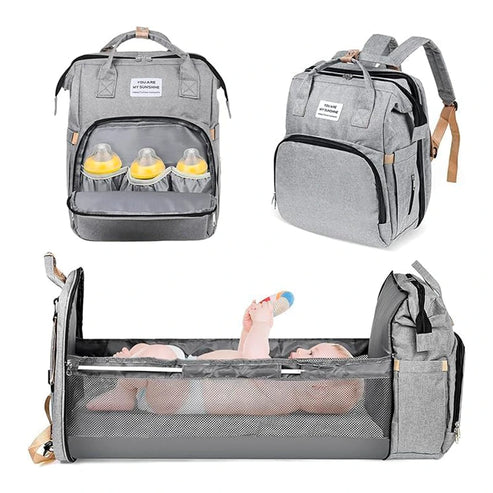Mochila Pañalera Multifuncional Con Cama Plegable Para Bebé