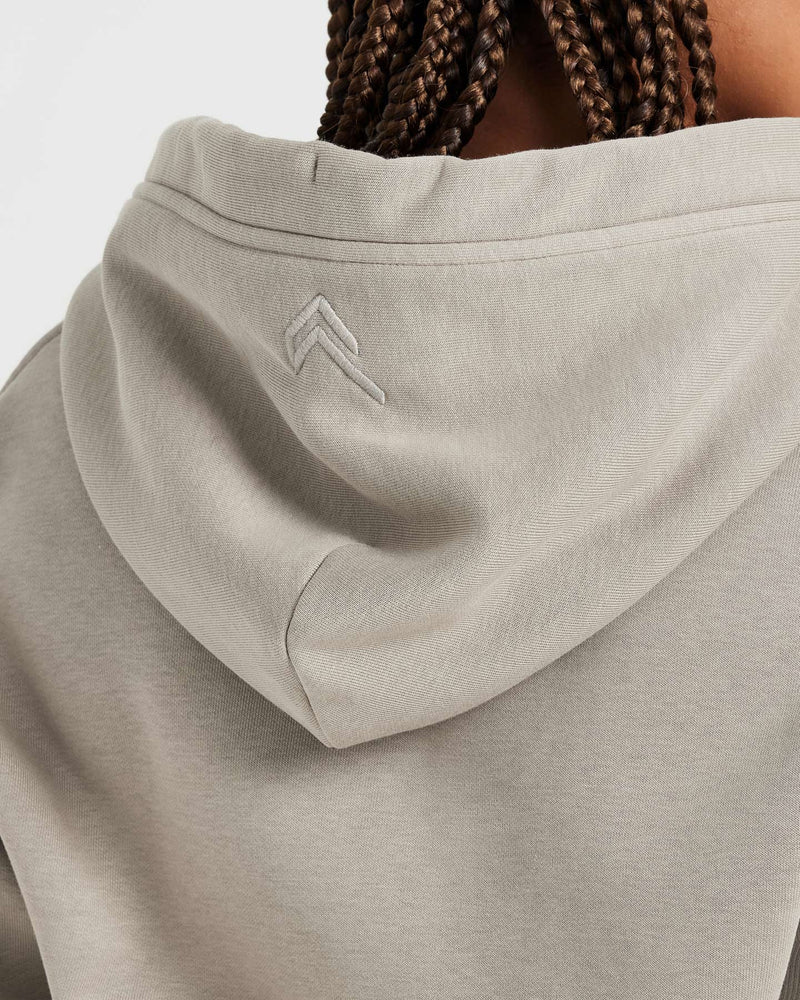 Classic Lounge Cropped Zip Through Hoodie | Warm Sand